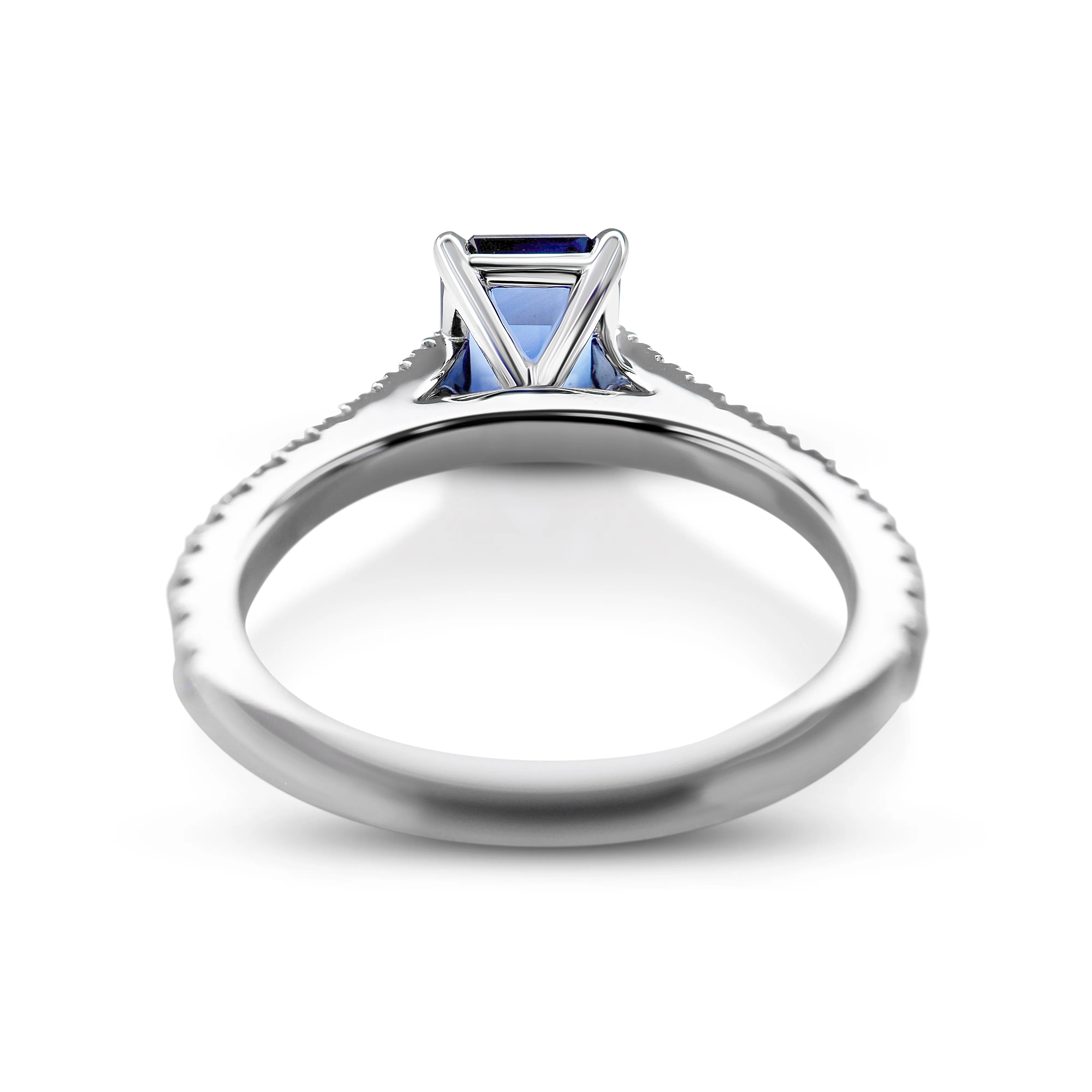 Emerald Cut Ceylon Sapphire Diamond Engagement Ring