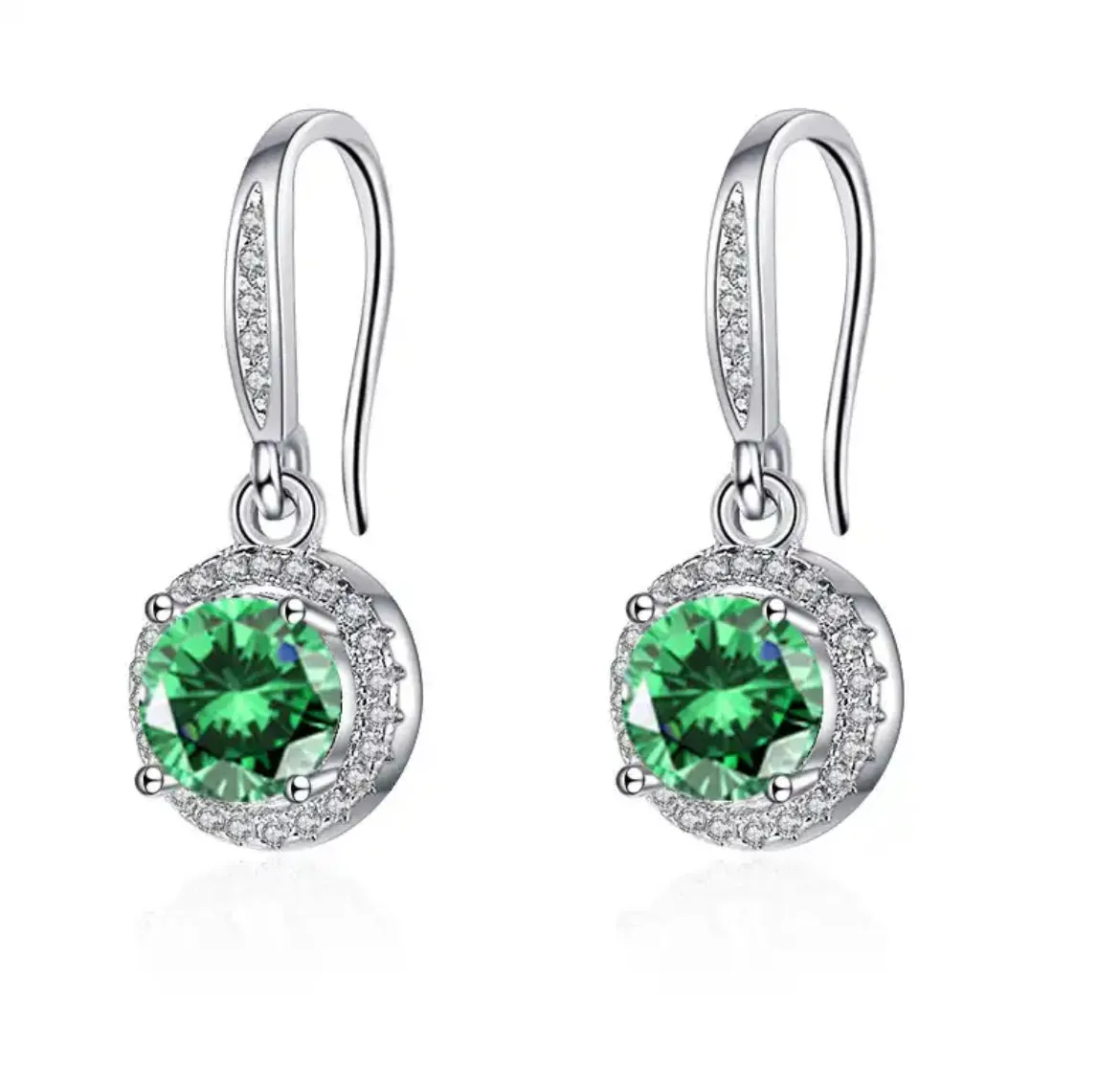 Emerald Zircon Dangling Earrings