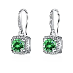 Emerald Zircon Dangling Earrings