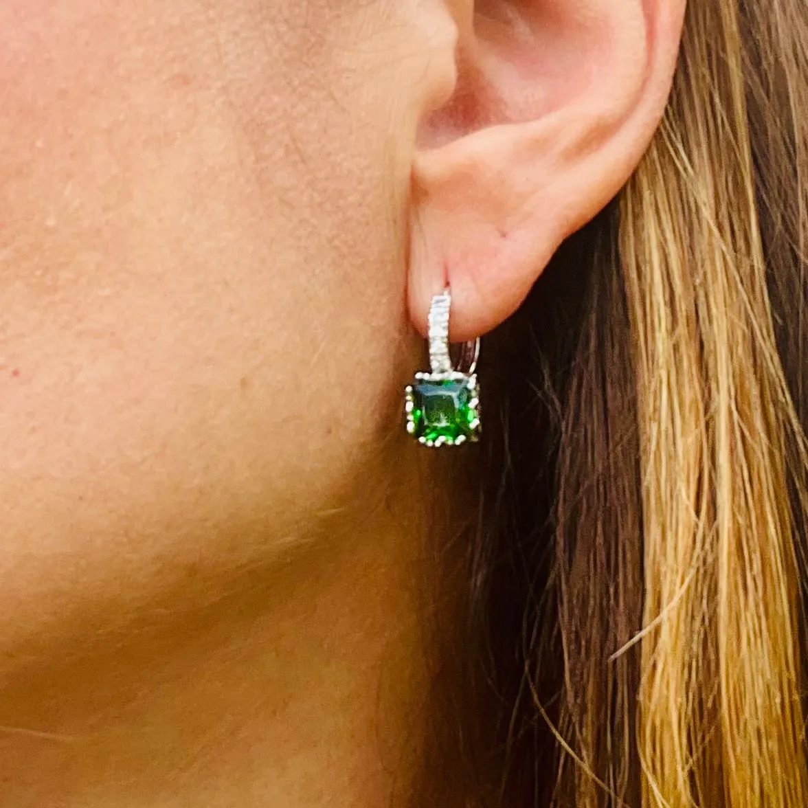 Emerald Zircon Dangling Earrings