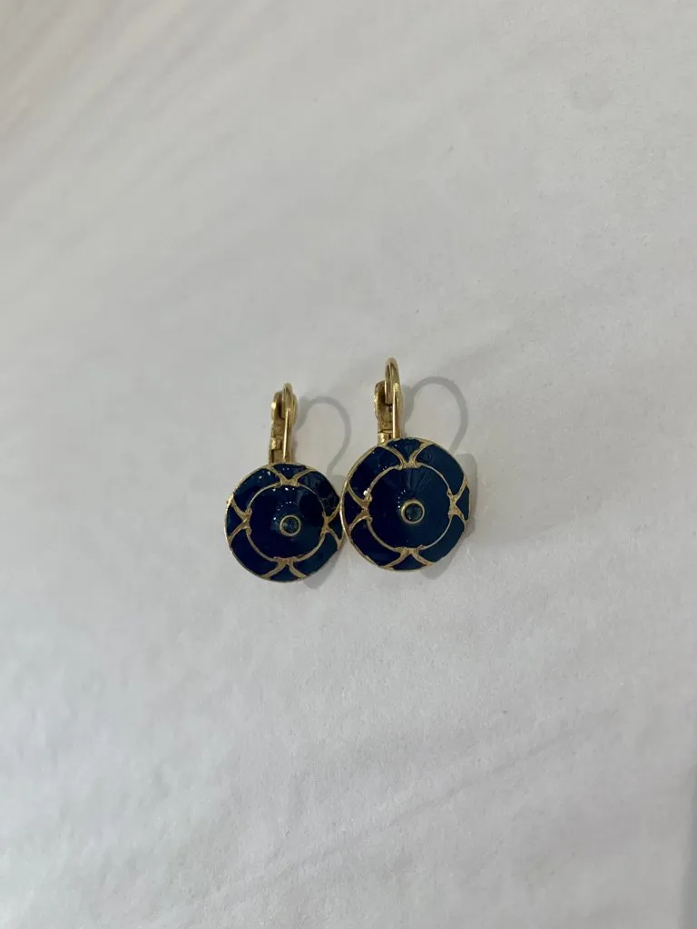 Enamel Earrings with Crystal