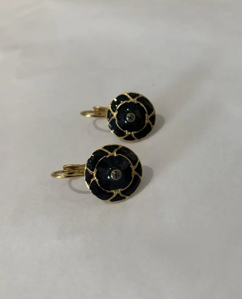 Enamel Earrings with Crystal