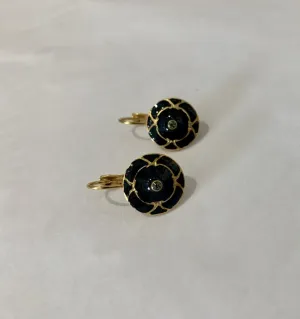 Enamel Earrings with Crystal