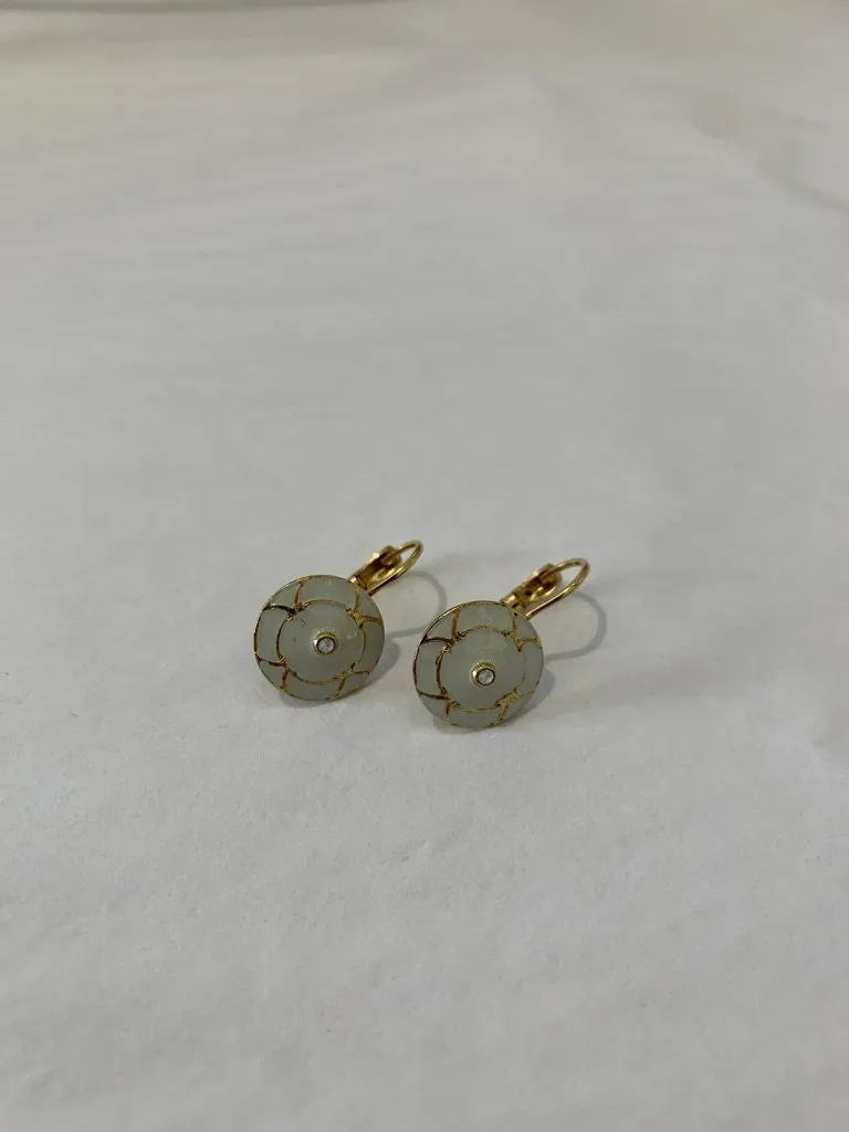 Enamel Earrings with Crystal