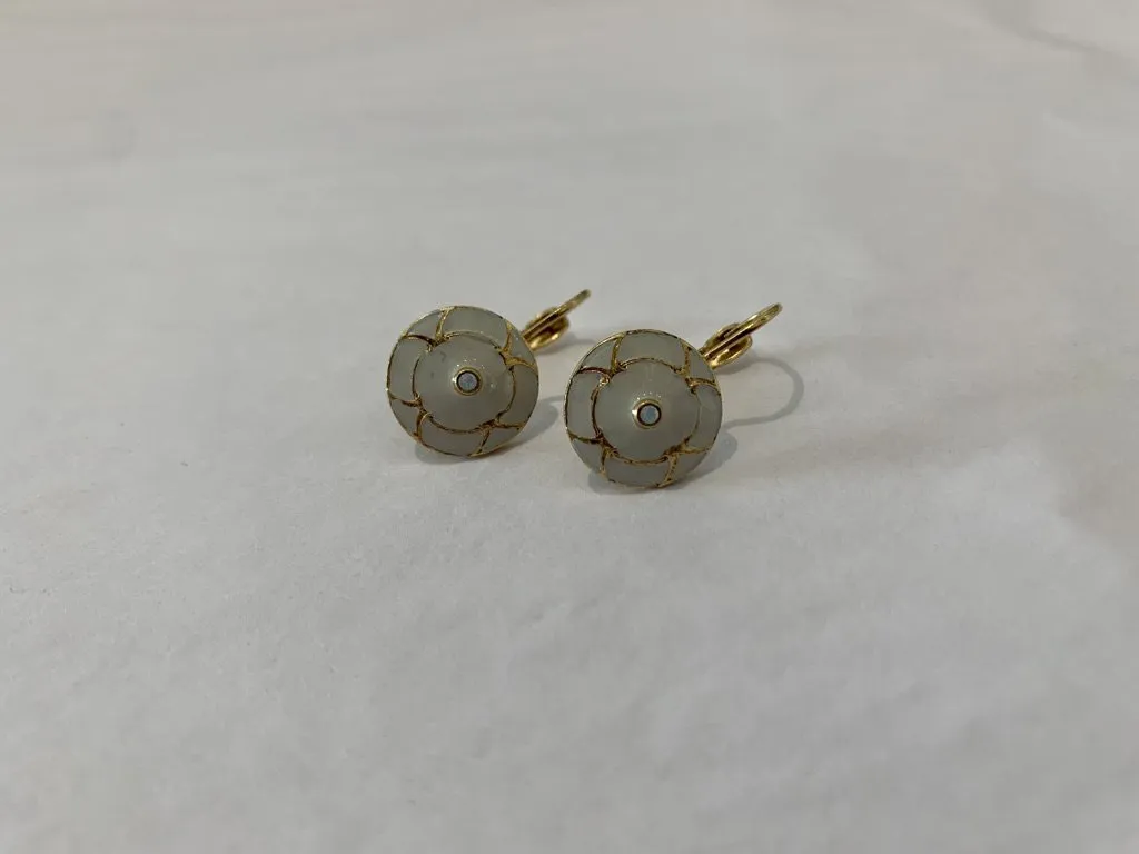 Enamel Earrings with Crystal