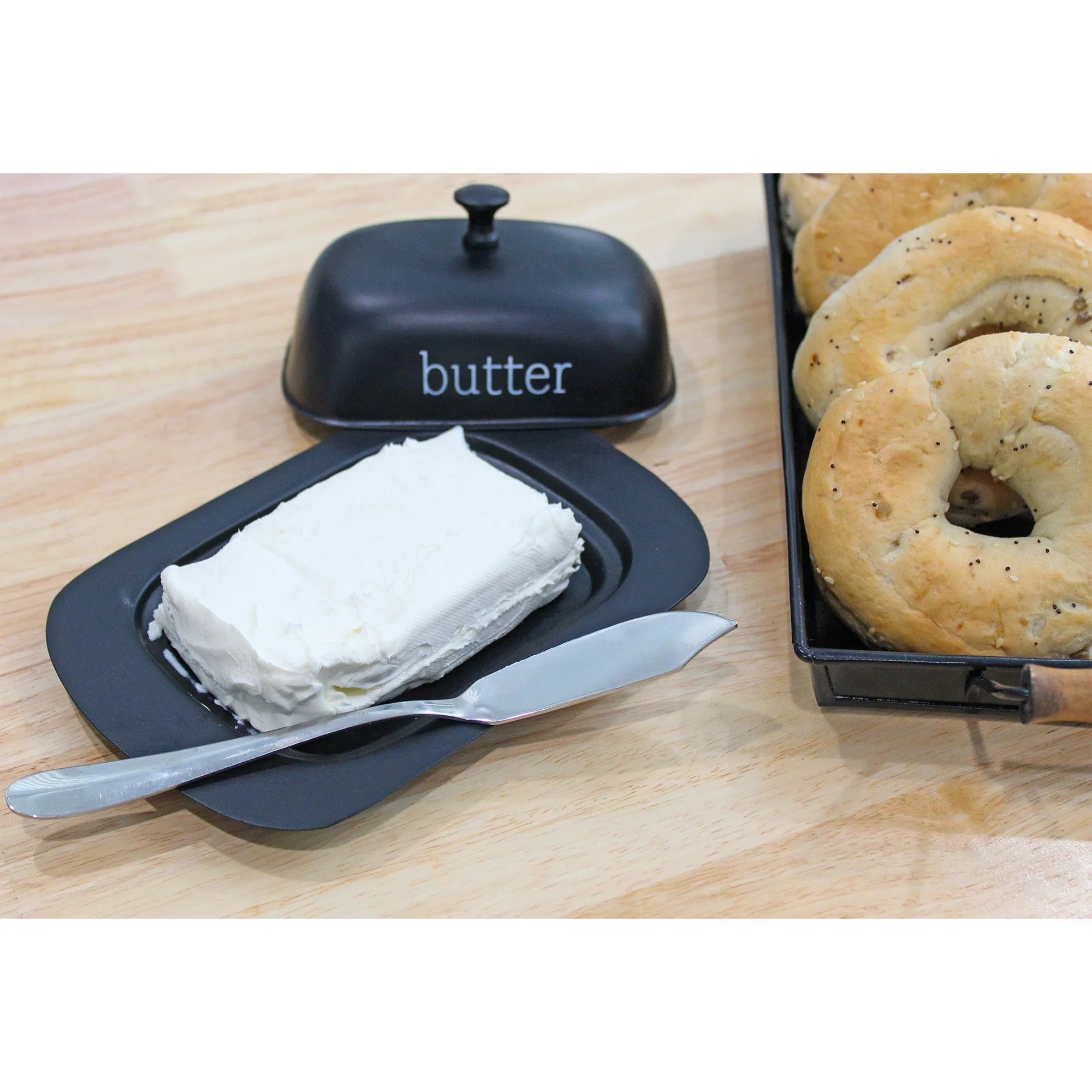 Enamelware Black Butter Dish (Large, Case of 30)