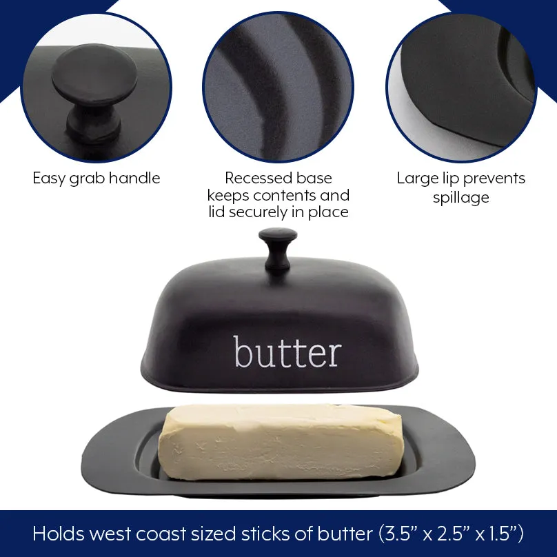 Enamelware Black Butter Dish (Large, Case of 30)