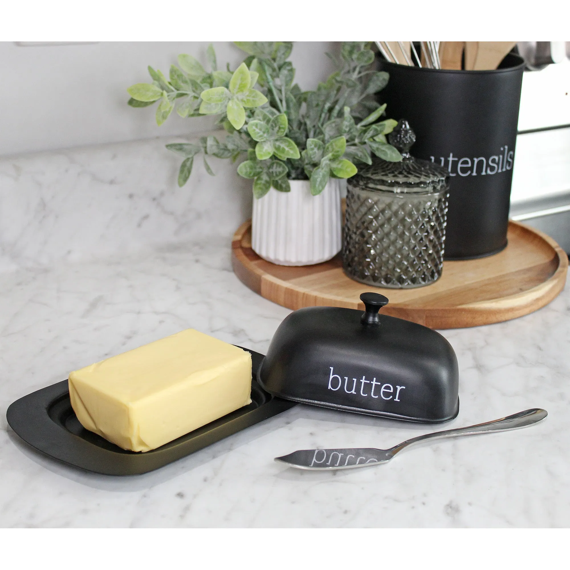 Enamelware Black Butter Dish (Large, Case of 30)