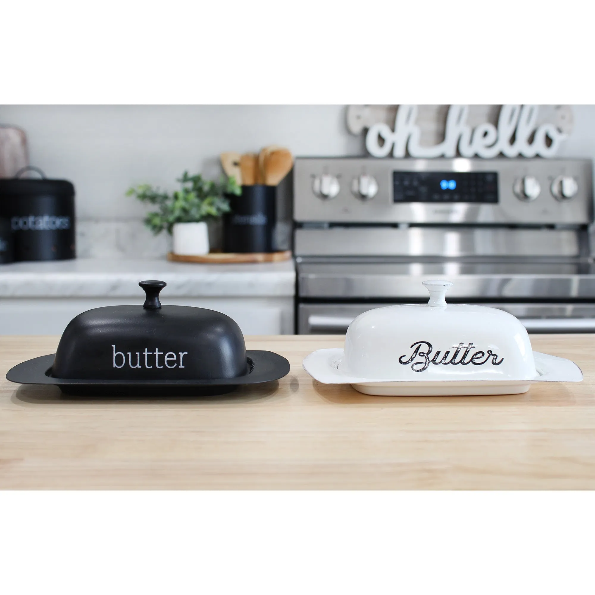 Enamelware Black Butter Dish (Large, Case of 30)