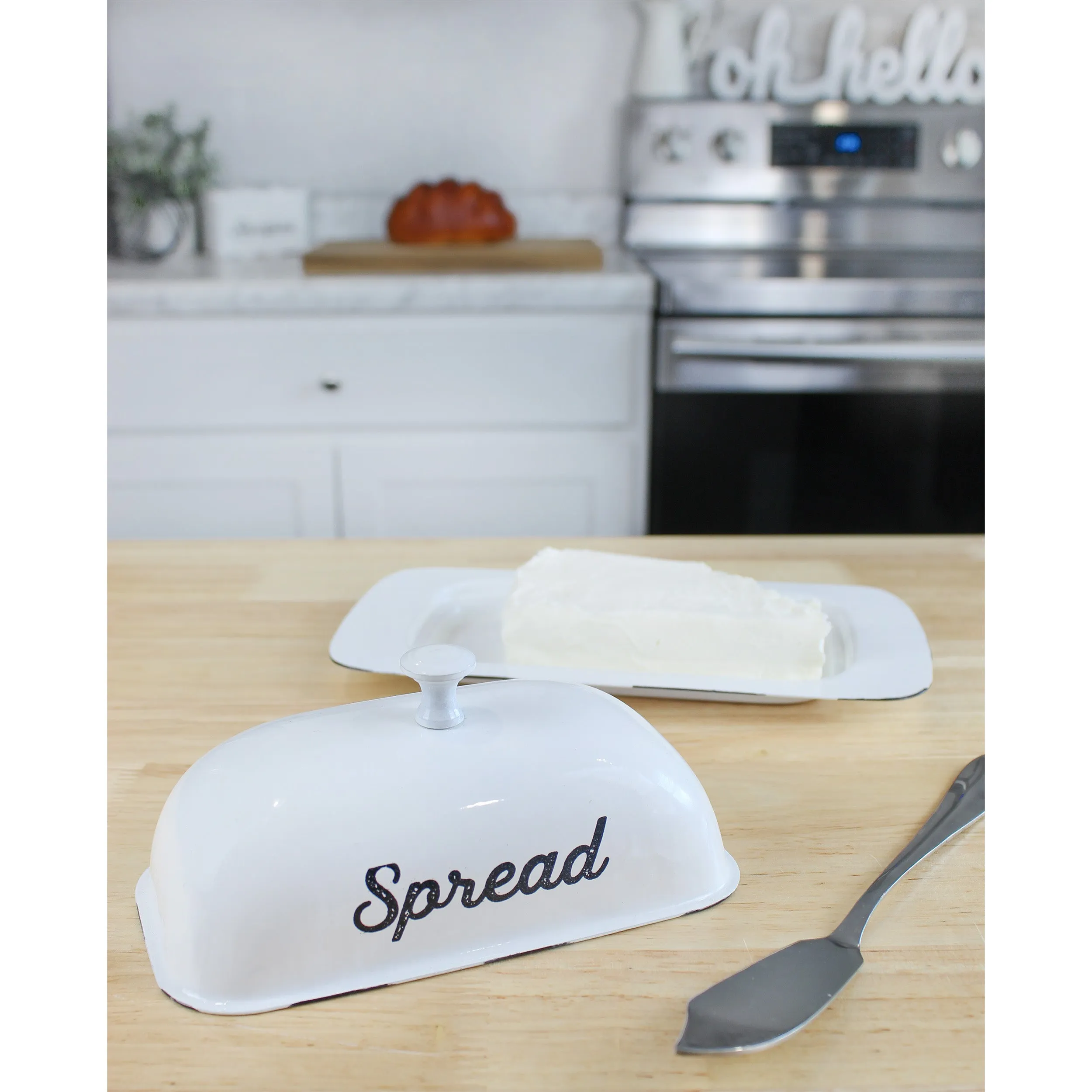 Enamelware White Butter Dish (Large, Case of 48)