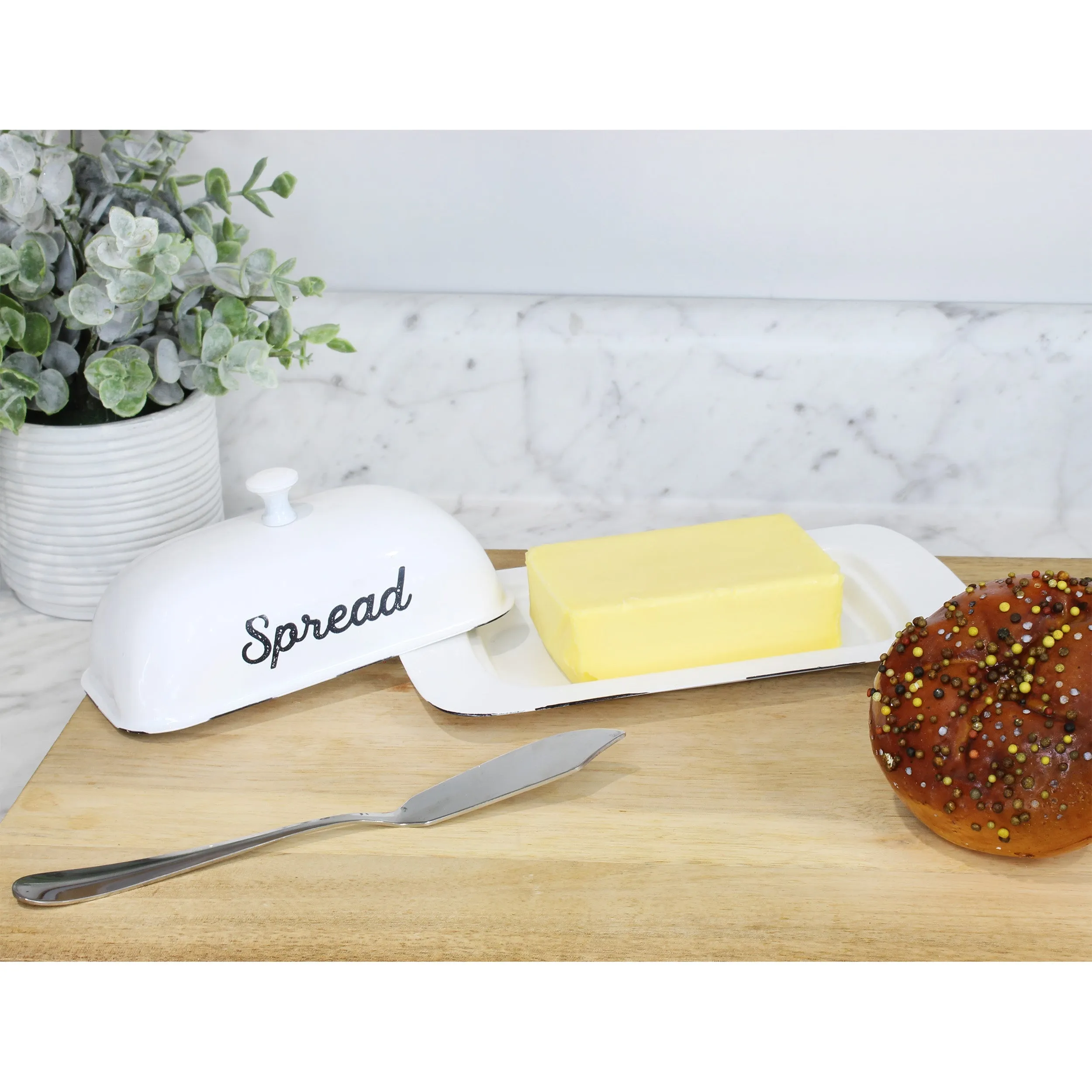 Enamelware White Butter Dish (Large, Case of 48)