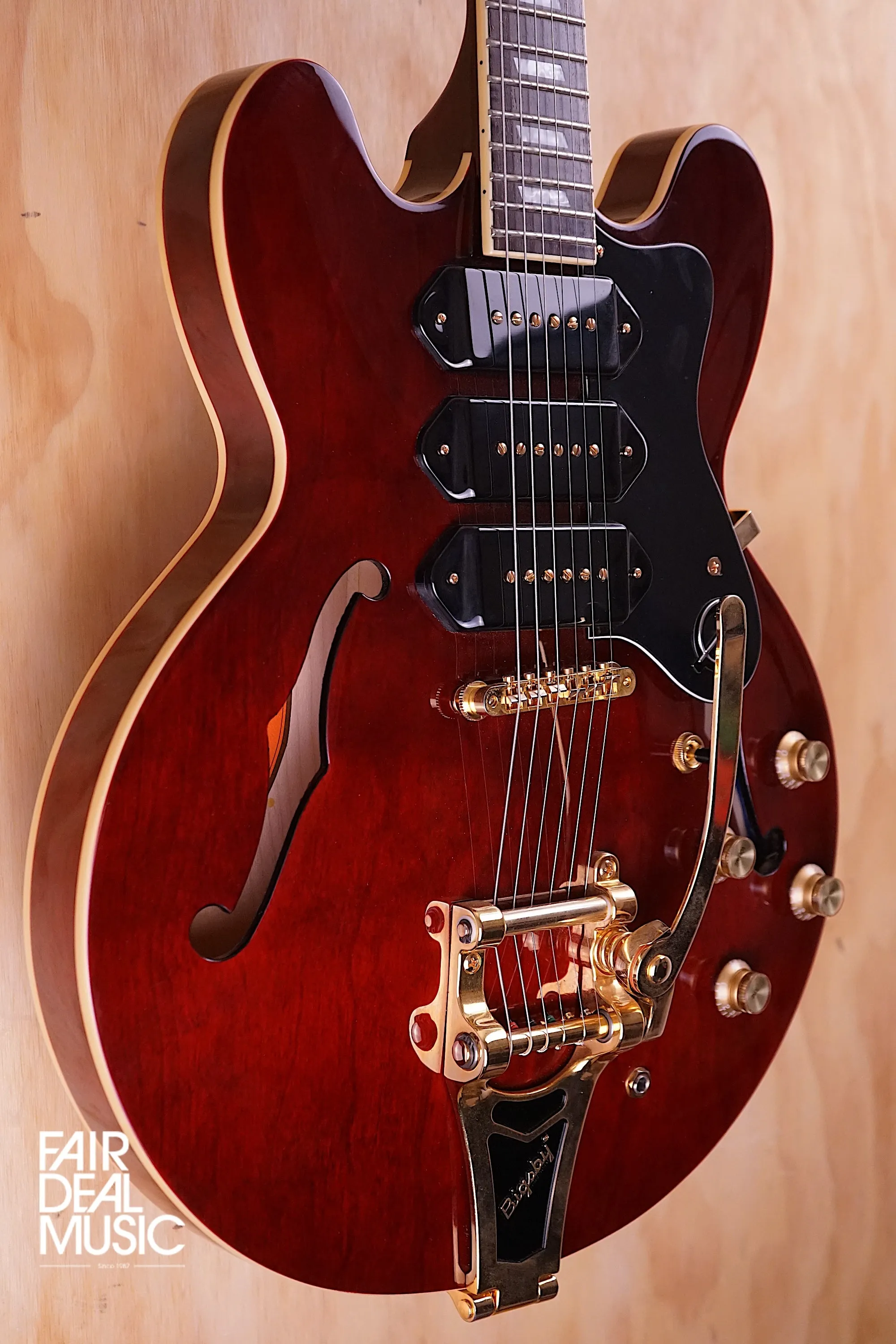 Epiphone Custom Riviera P93 Electric Guitar in Wine Red, with Hard Case, USED