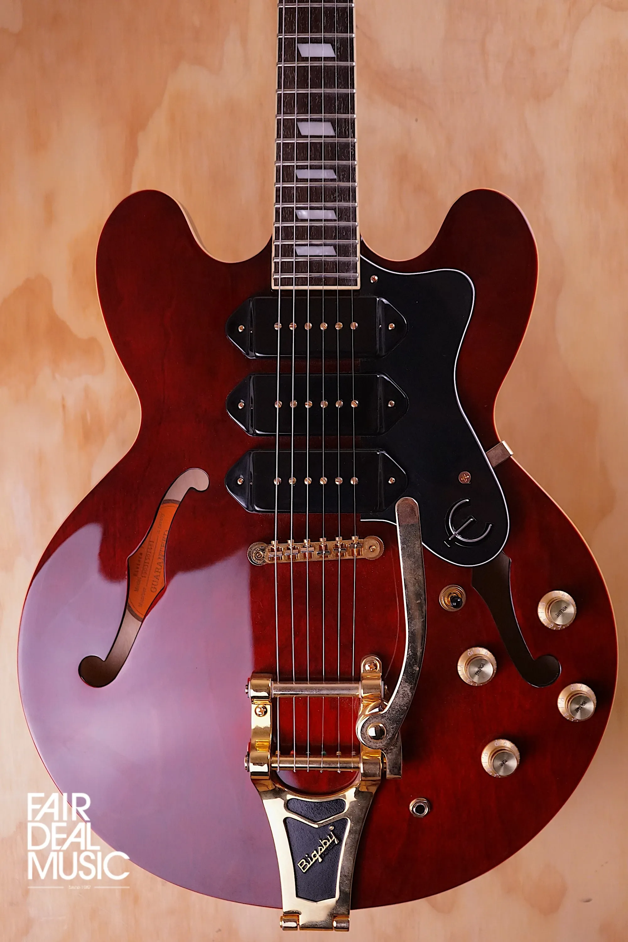 Epiphone Custom Riviera P93 Electric Guitar in Wine Red, with Hard Case, USED