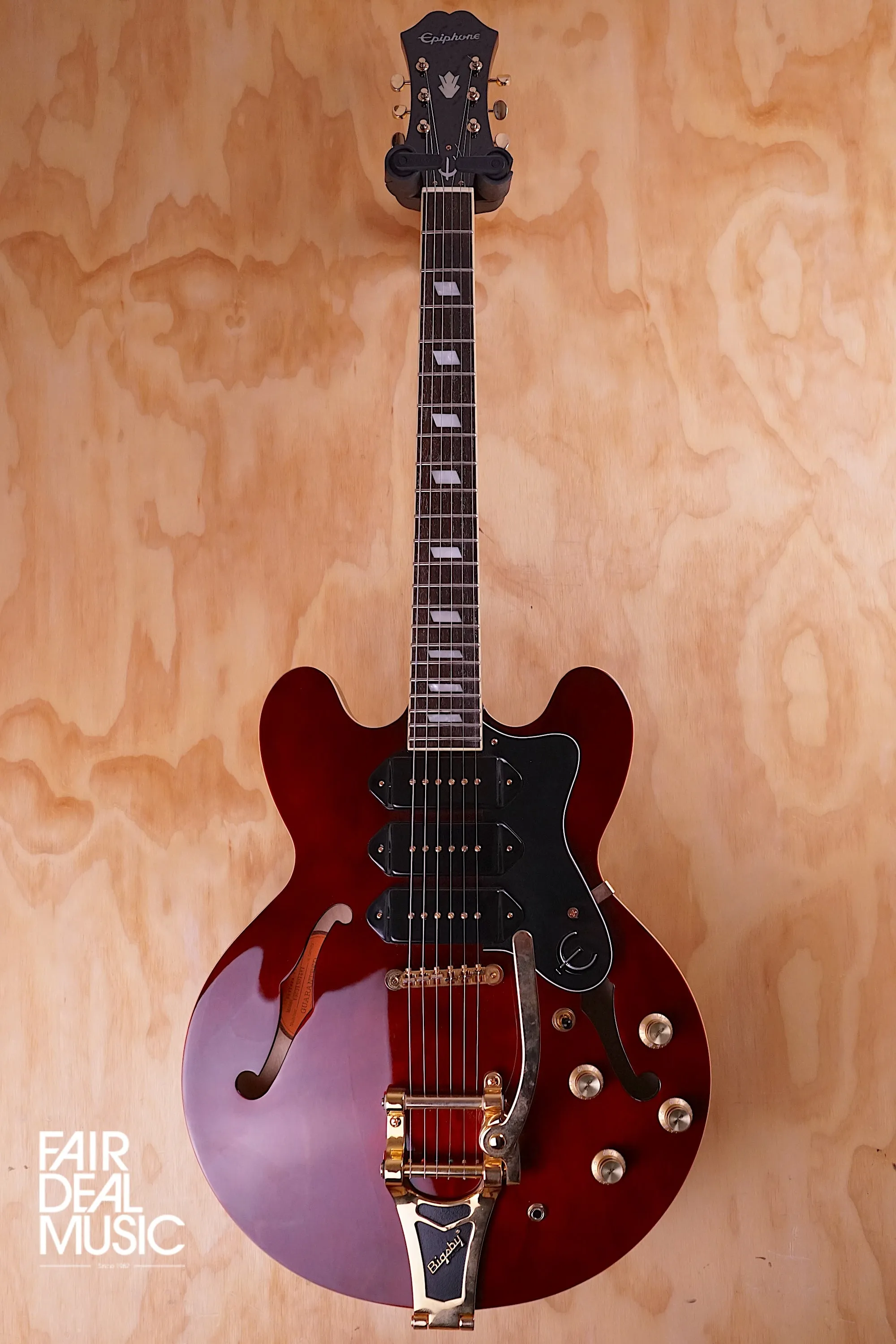 Epiphone Custom Riviera P93 Electric Guitar in Wine Red, with Hard Case, USED