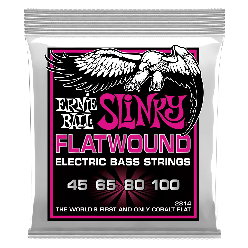 Ernie Ball 2814 Super Slinky FLATWOUND ELECTRIC BASS STRINGS - 45-100 GAUGE