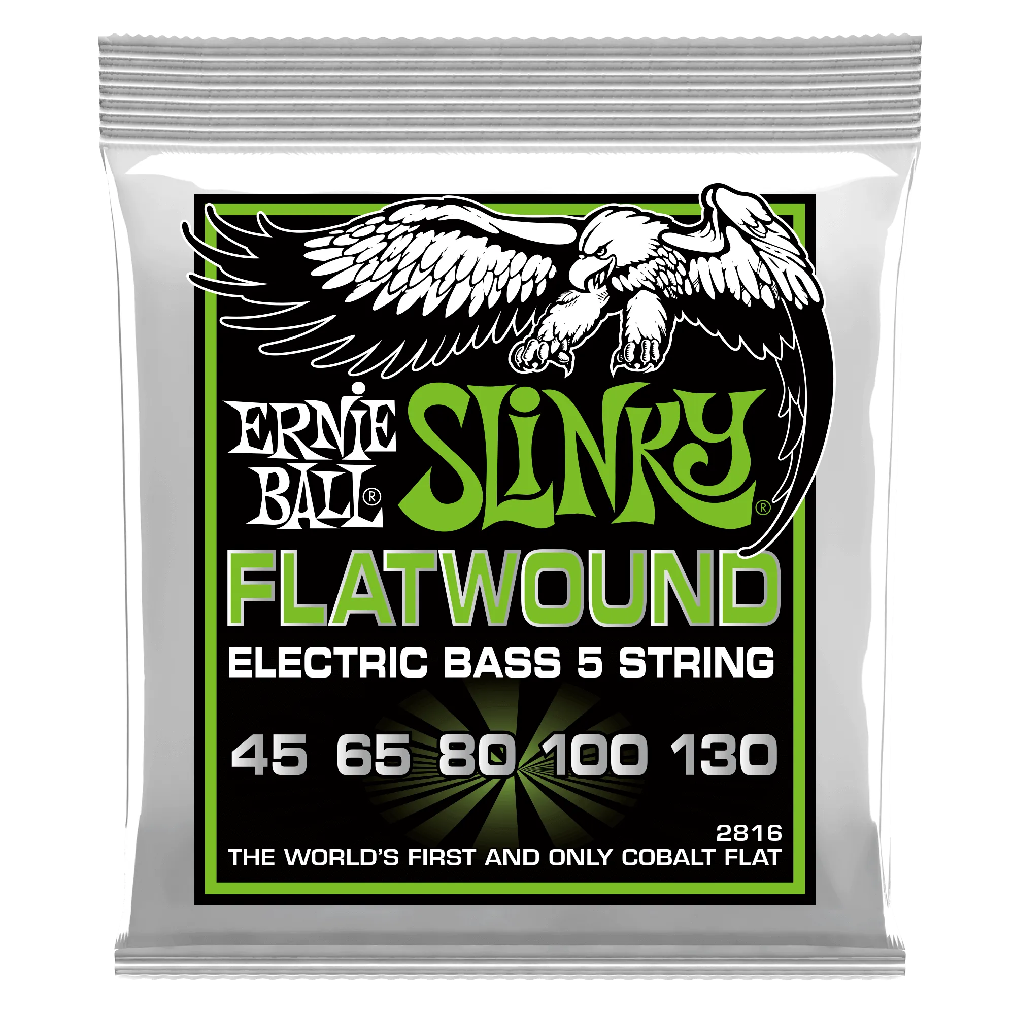 ERNIE BALL 2816 REGULAR SLINKY 5-STRING FLATWOUND ELECTRIC BASS STRINGS - 45-130 GAUGE