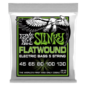 ERNIE BALL 2816 REGULAR SLINKY 5-STRING FLATWOUND ELECTRIC BASS STRINGS - 45-130 GAUGE