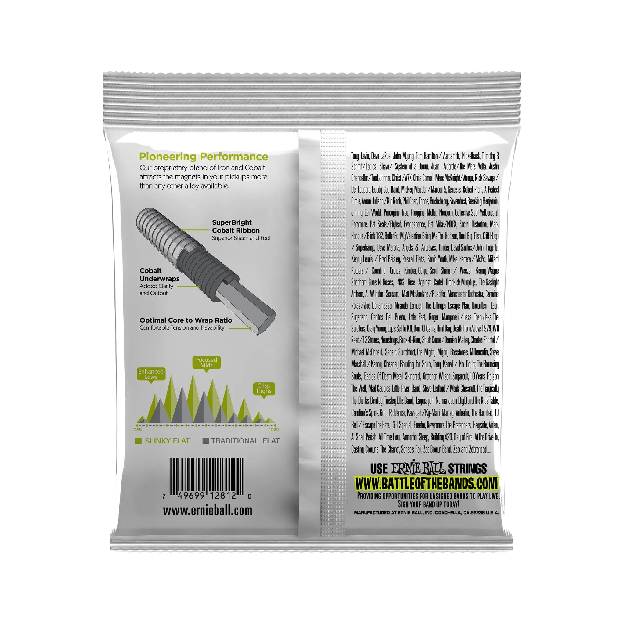 Ernie Ball Regular Slinky Flatwound Electric Bass Strings, 50-105