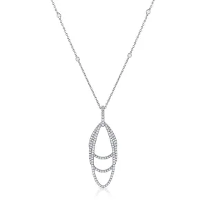 Estate Gregg Ruth 18kt White Gold Diamond Oval Pendant