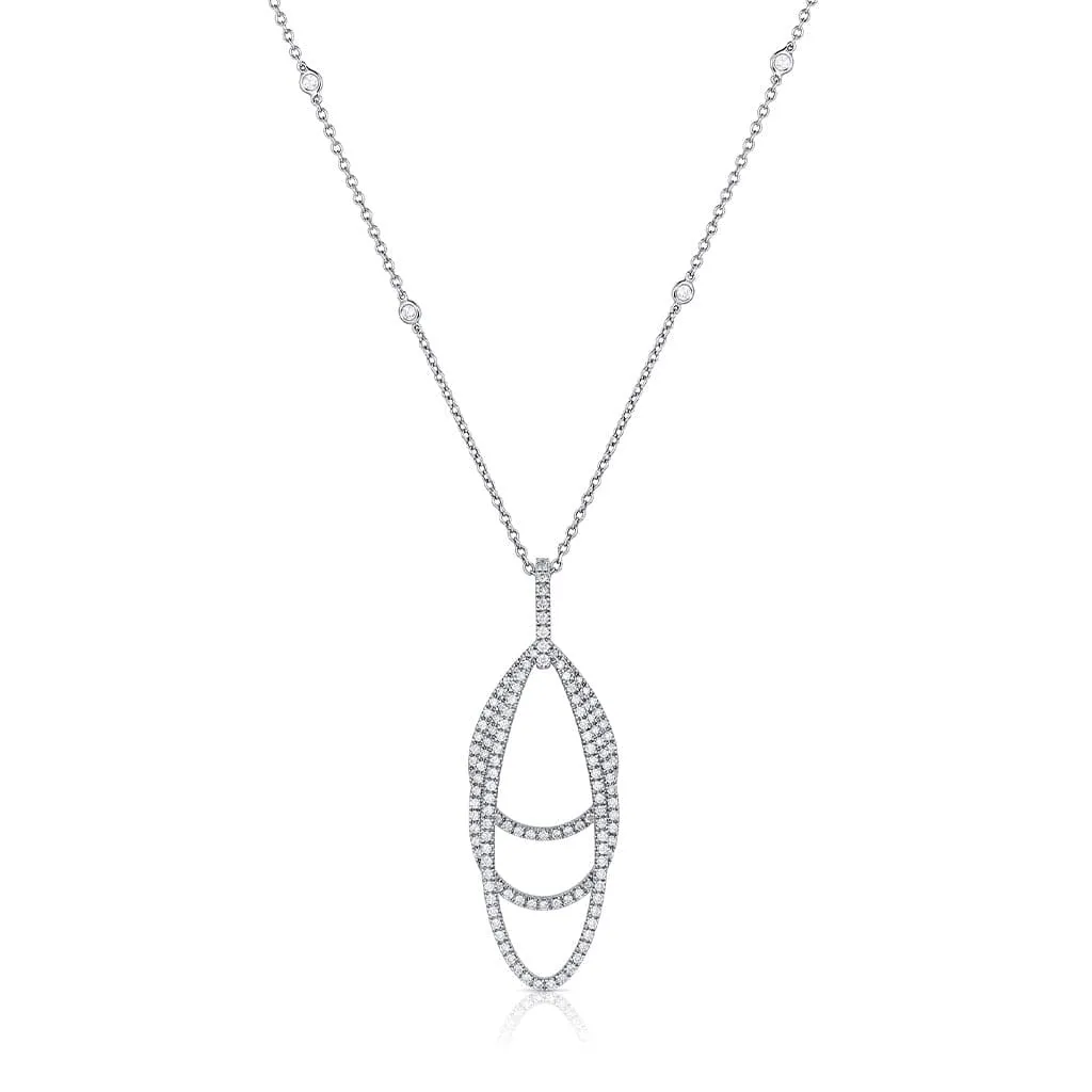 Estate Gregg Ruth 18kt White Gold Diamond Oval Pendant