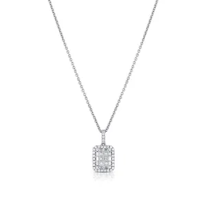 Estate Gregg Ruth 18kt White Gold Diamond Rectangular Pendant Necklace