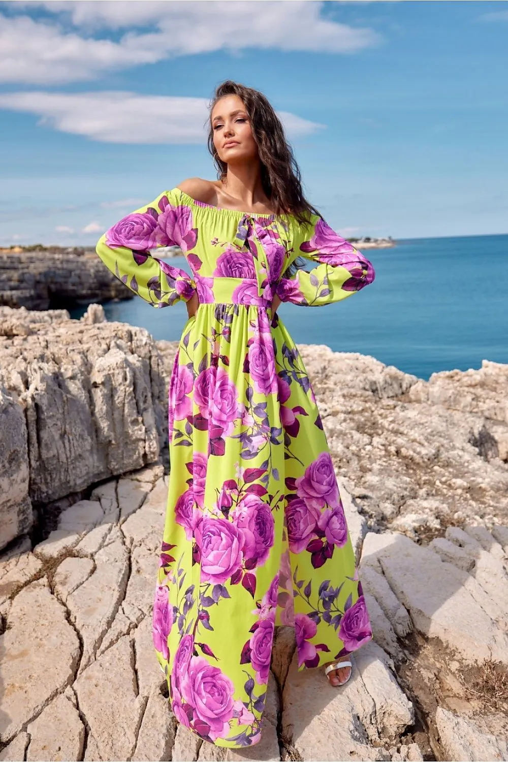 Exquisite Open-Shoulder Maxi Dress