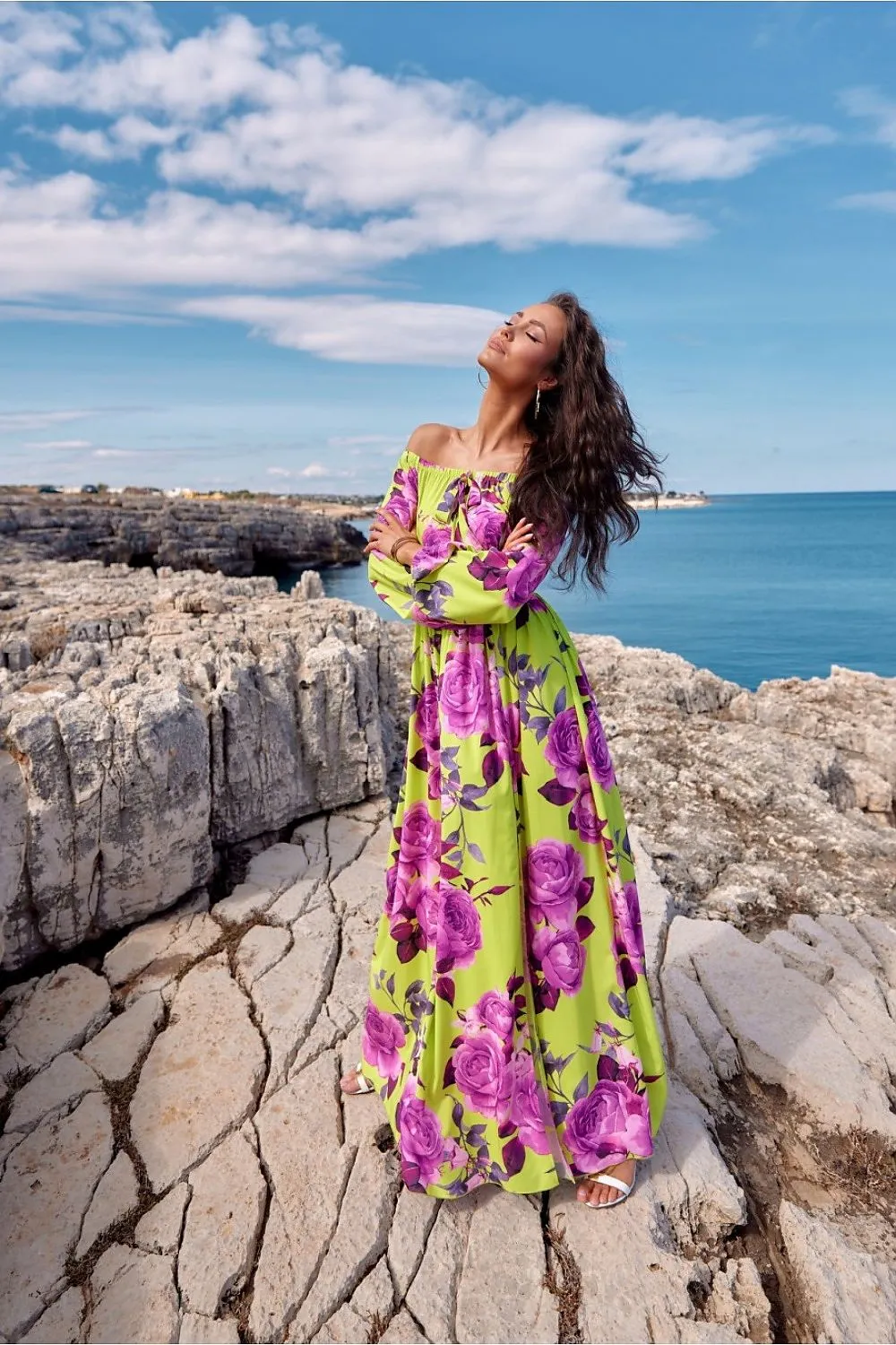 Exquisite Open-Shoulder Maxi Dress