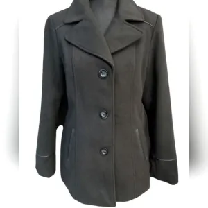 Faded Glory Women's Black Peacoat Fully Lined- Size Medium