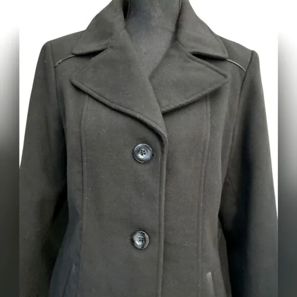 Faded Glory Women's Black Peacoat Fully Lined- Size Medium
