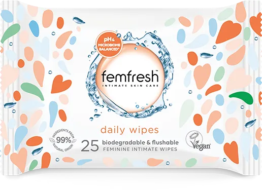 FEMFRESH women's private parts daily nursing pH balance wet wipes (containing aloe, calendula, 100%pure natural plant fiber biodegradable, can be washed, hemorrhoid patients are available) Intimate Skin Care Daily wipes