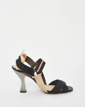 Fendi Black & Beige Fabric Colibri Strap Sandals - 39