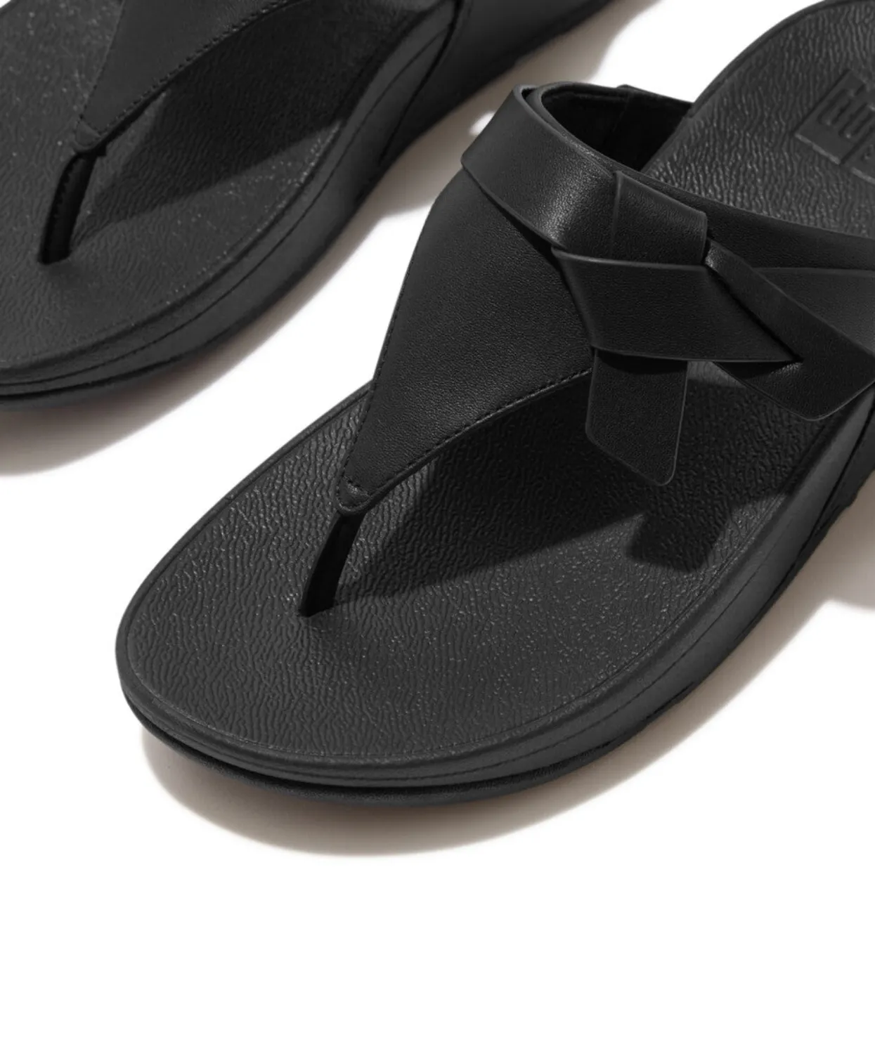 Fitflop Lulu Folded Knot Leather Toe-Post Sandals Black