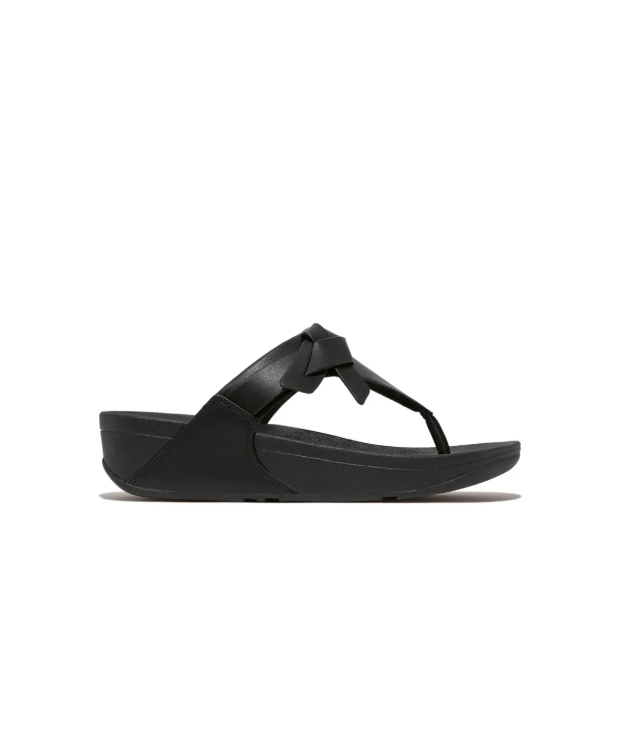 Fitflop Lulu Folded Knot Leather Toe-Post Sandals Black
