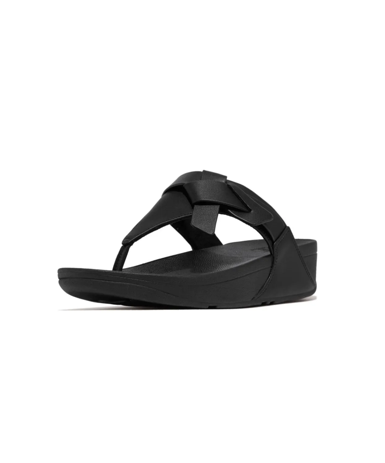 Fitflop Lulu Folded Knot Leather Toe-Post Sandals Black