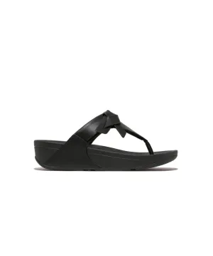 Fitflop Lulu Folded Knot Leather Toe-Post Sandals Black
