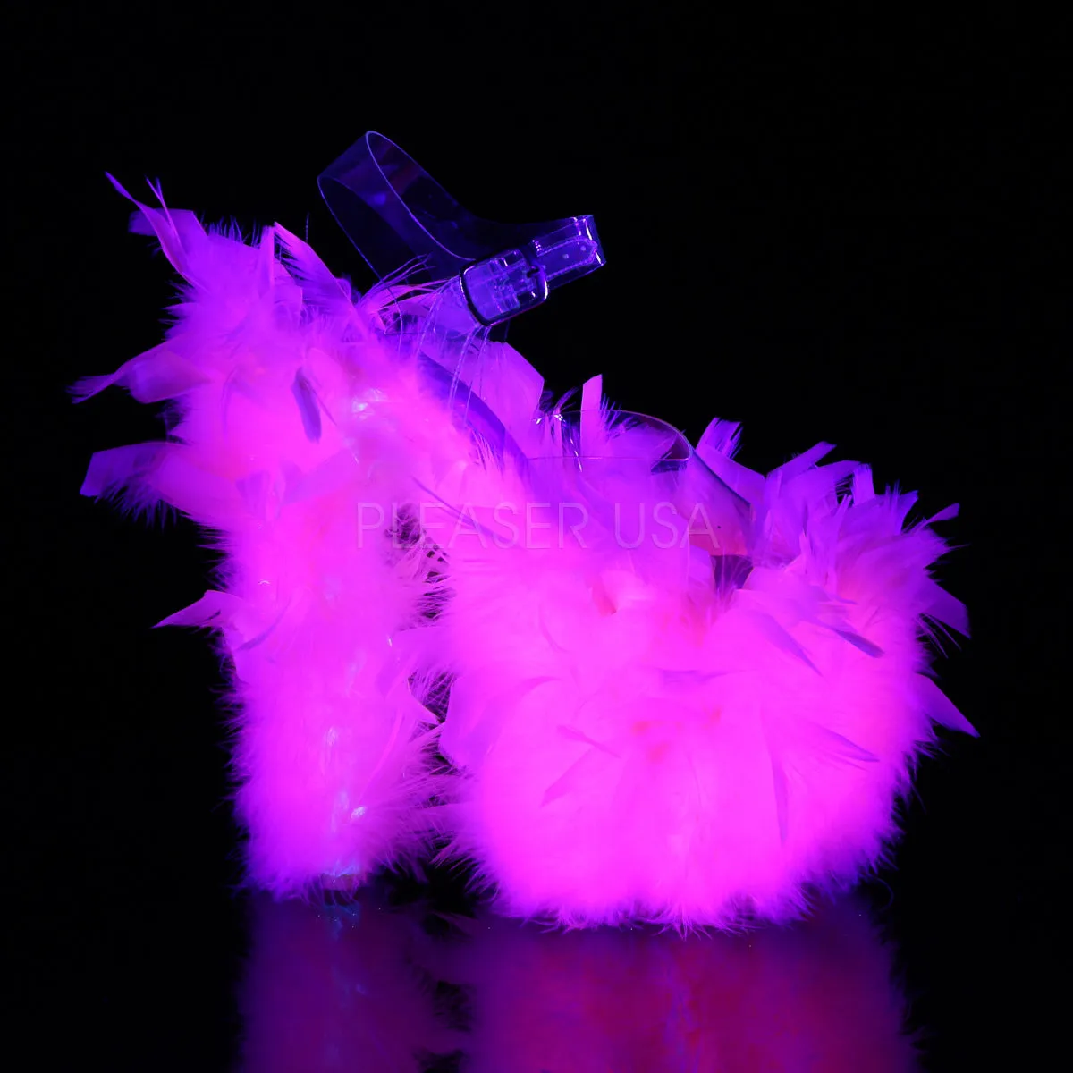 FLAMINGO-808F  Clear/Neon Pink Marabou Feather