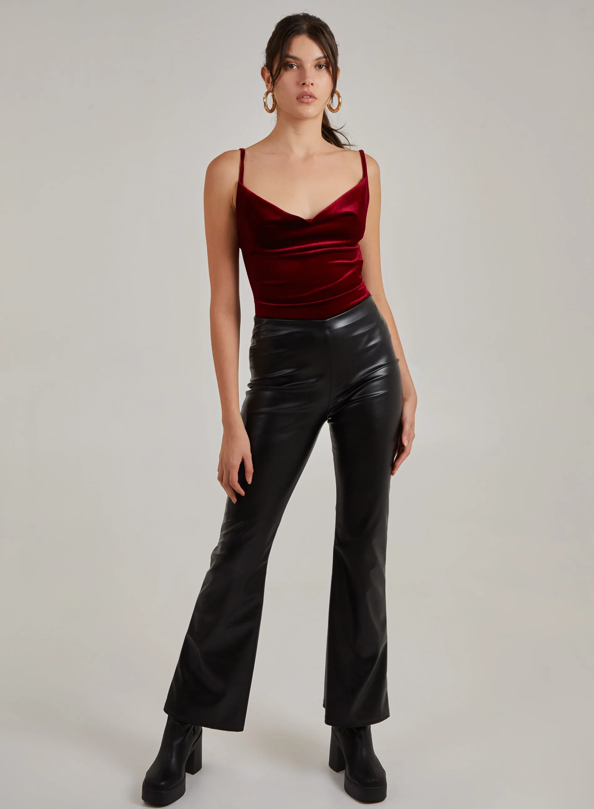 Flare Leather Look Trousers