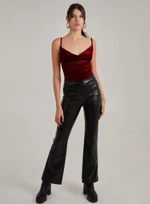 Flare Leather Look Trousers