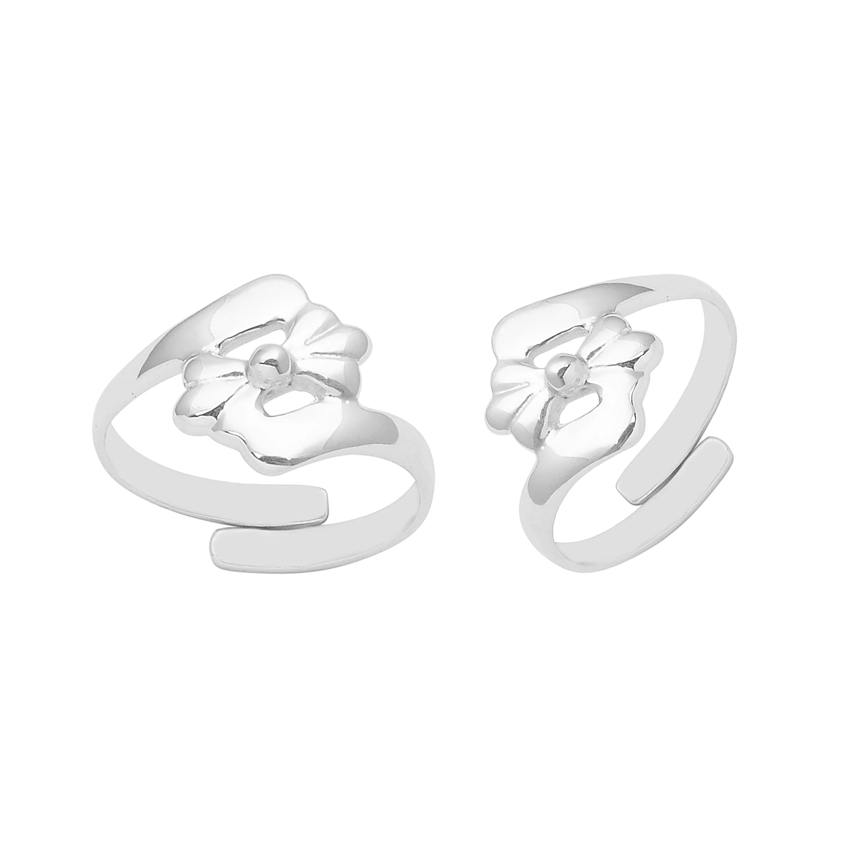 Floral Comfortable Toe Ring For Women 925 Sterling Silver Adjustable Toe Ring Gross Weight 2.40