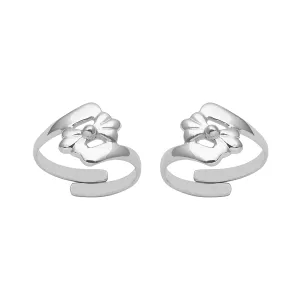 Floral Comfortable Toe Ring For Women 925 Sterling Silver Adjustable Toe Ring Gross Weight 2.40