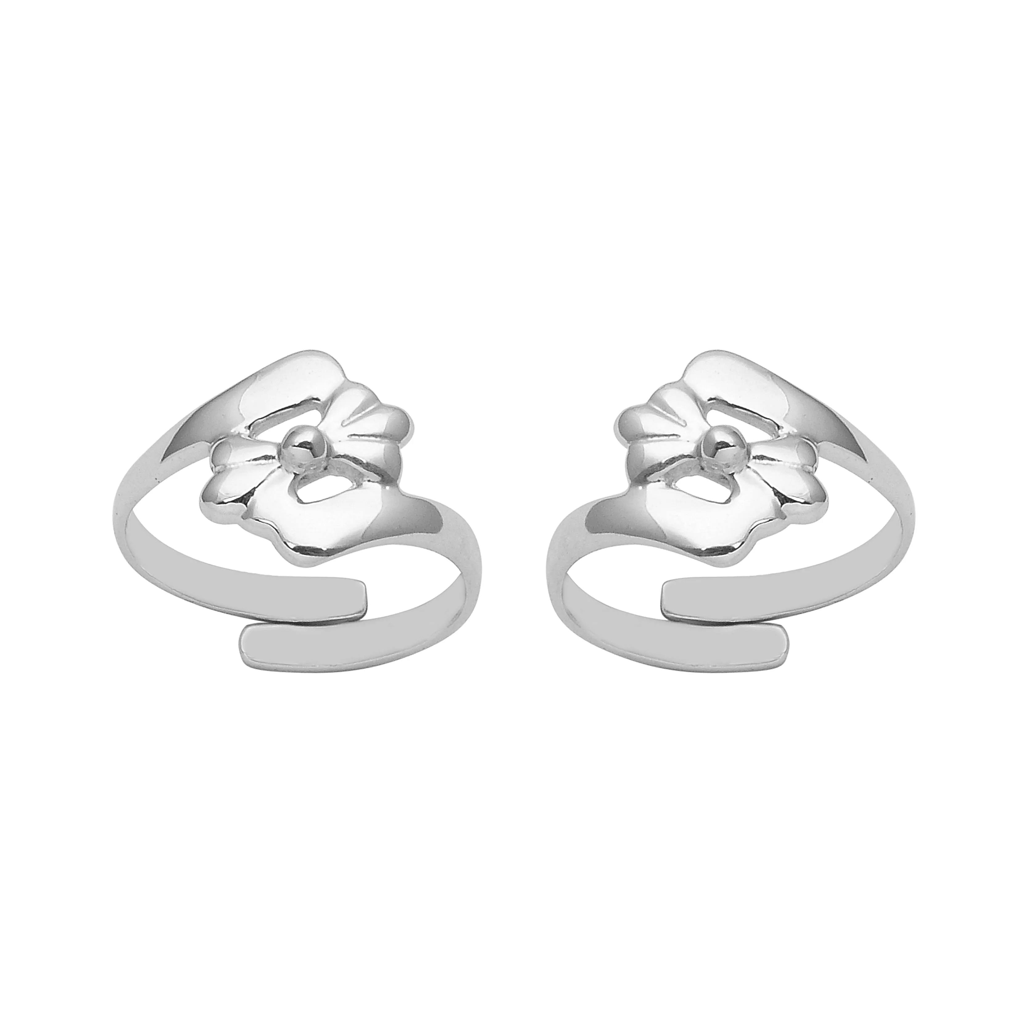 Floral Comfortable Toe Ring For Women 925 Sterling Silver Adjustable Toe Ring Gross Weight 2.40