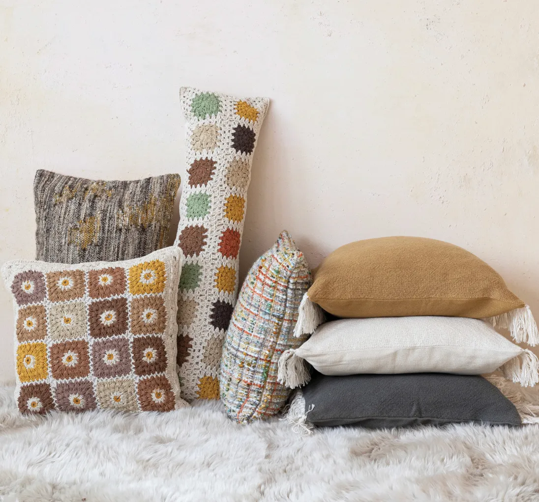 floral granny square pillow