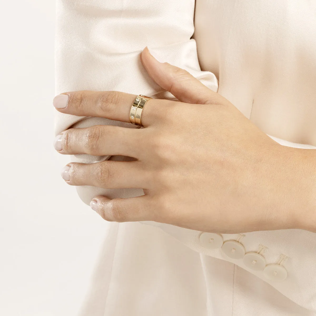 Flush Set Diamond Flat Ring