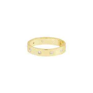 Flush Set Diamond Flat Ring