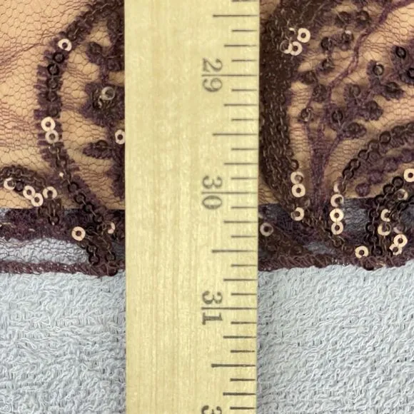 Free People Elegant Lace Mini Dress Women’s 8 Beige Brown Night Shimmers Sequin