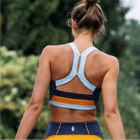 Free People In It To Win It Color Block Sports Bra, Size S