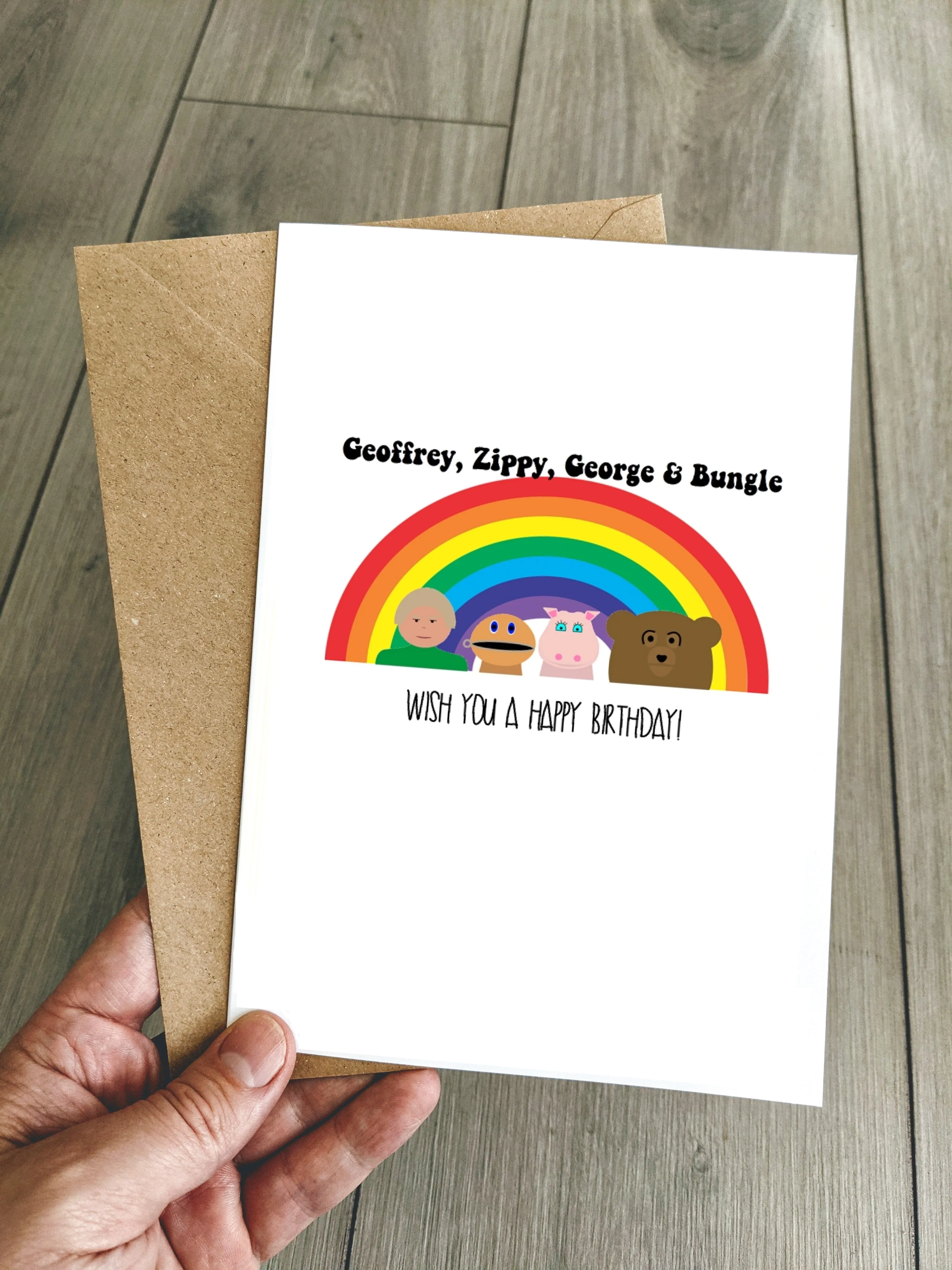 Funny Rainbow Birthday Card - Retro TV Show