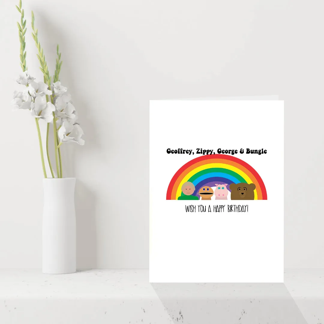 Funny Rainbow Birthday Card - Retro TV Show