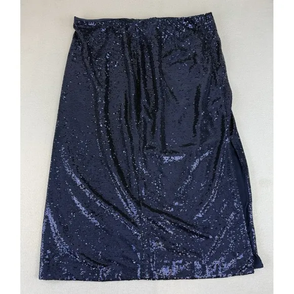 GAP Sequin Midi Pencil Skirt Women's Size XL Blue Lined Elegant NWT