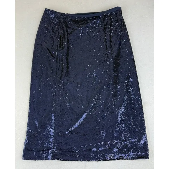 GAP Sequin Midi Pencil Skirt Women's Size XL Blue Lined Elegant NWT
